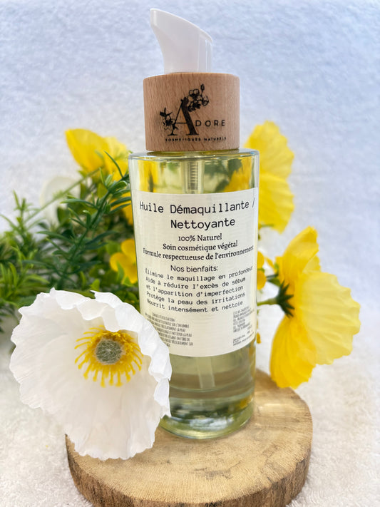 Huile Démaquillante / Nettoyante 100% Naturel - Nettoie, Nourrit & Apaise